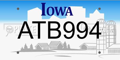 ATB994 Iowa License Plate