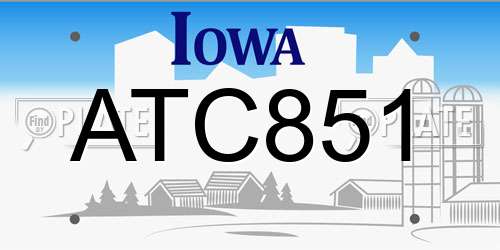 ATC851 Iowa License Plate