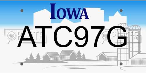 ATC97G Iowa License Plate