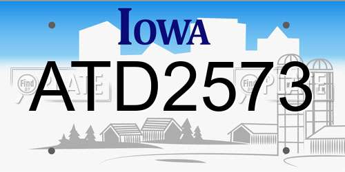 ATD2573 Iowa License Plate