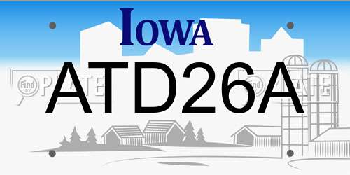 ATD26A Iowa License Plate