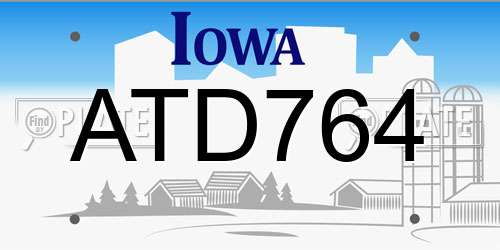 ATD764 Iowa License Plate