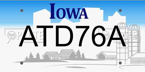 ATD76A Iowa License Plate