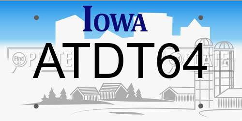 ATDT64 Iowa License Plate