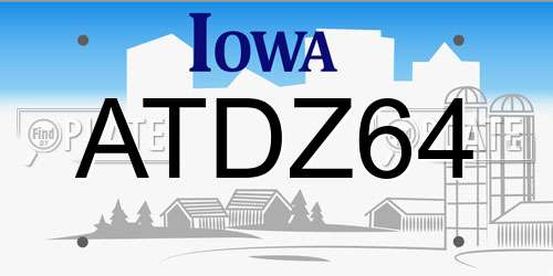 ATDZ64 Iowa License Plate