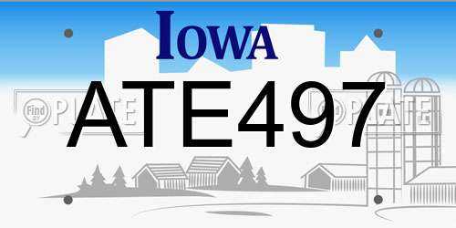 ATE497 Iowa License Plate