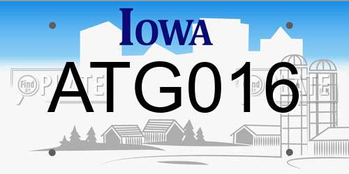 ATG016 Iowa License Plate