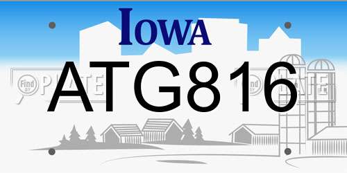 ATG816 Iowa License Plate