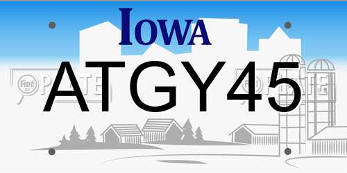 ATGY45 Iowa License Plate