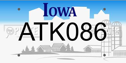 ATK086 Iowa License Plate