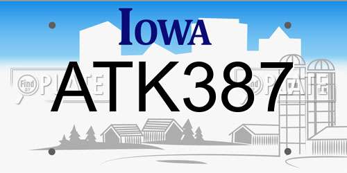 ATK387 Iowa License Plate