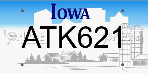 ATK621 Iowa License Plate