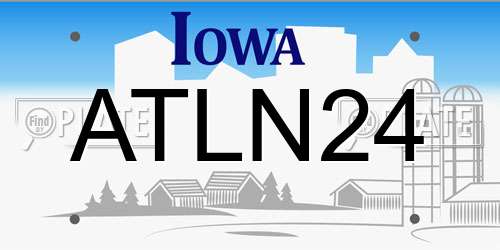 ATLN24 Iowa License Plate