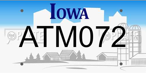 ATM072 Iowa License Plate