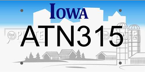 ATN315 Iowa License Plate
