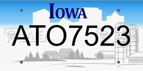 ATO7523 Iowa License Plate