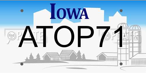 ATOP71 Iowa License Plate
