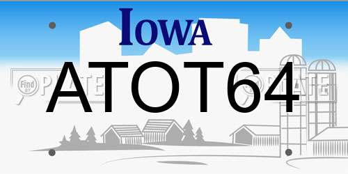ATOT64 Iowa License Plate