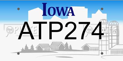 ATP274 Iowa License Plate