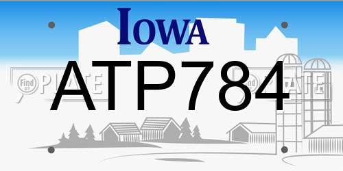 ATP784 Iowa License Plate