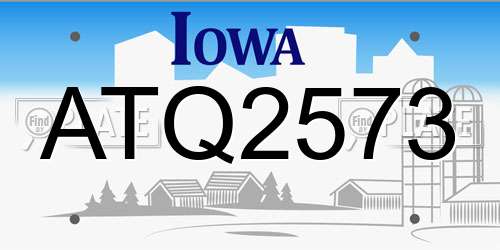 ATQ2573 Iowa License Plate