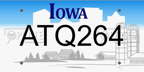 ATQ264 Iowa License Plate