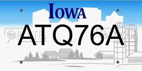 ATQ76A Iowa License Plate