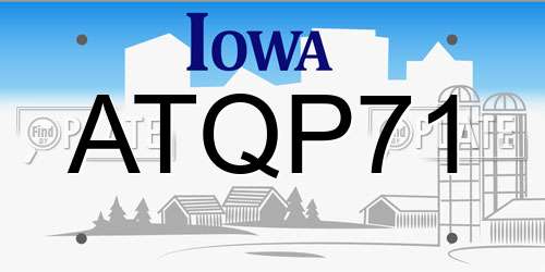 ATQP71 Iowa License Plate