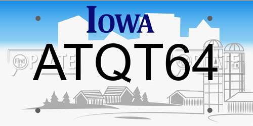 ATQT64 Iowa License Plate