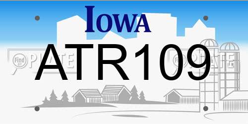 ATR109 Iowa License Plate