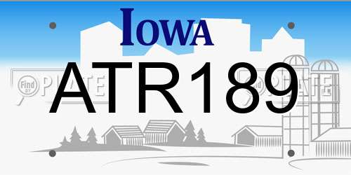 ATR189 Iowa License Plate
