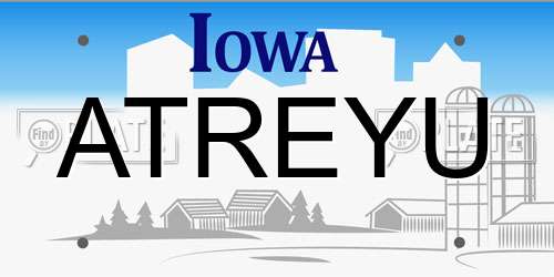 ATREYU Iowa License Plate