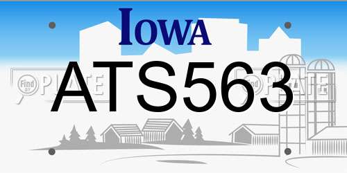 ATS563 Iowa License Plate
