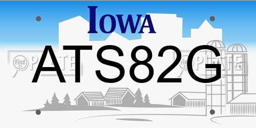ATS82G Iowa License Plate