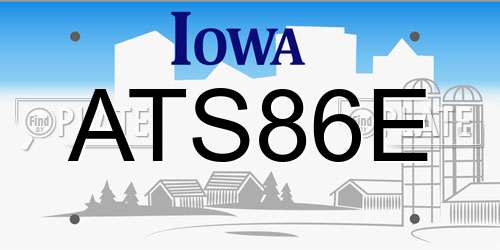 ATS86E Iowa License Plate