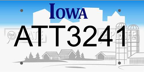 ATT3241 Iowa License Plate