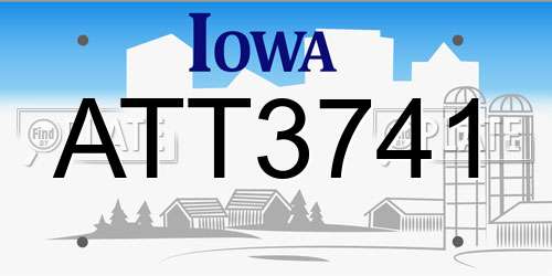 ATT3741 Iowa License Plate