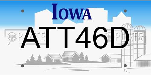 ATT46D Iowa License Plate