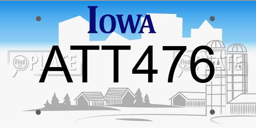 ATT476 Iowa License Plate