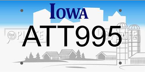 ATT995 Iowa License Plate