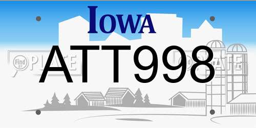 ATT998 Iowa License Plate