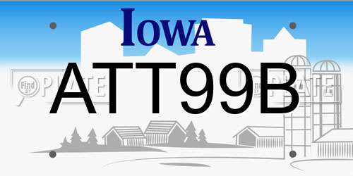 ATT99B Iowa License Plate