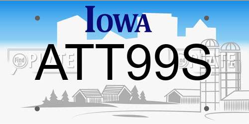 ATT99S Iowa License Plate