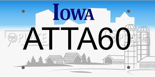 ATTA60 Iowa License Plate