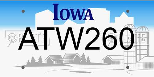 ATW260 Iowa License Plate