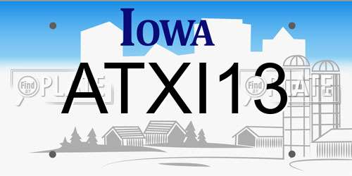 ATXI13 Iowa License Plate
