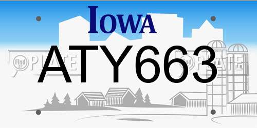 ATY663 Iowa License Plate