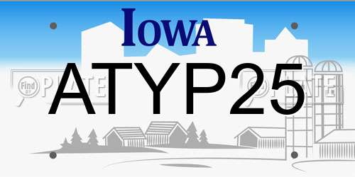 ATYP25 Iowa License Plate