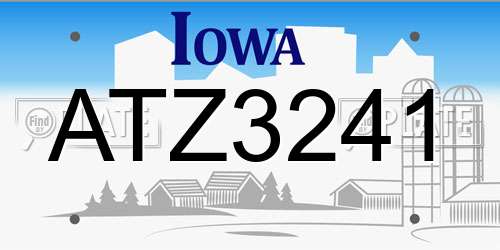 ATZ3241 Iowa License Plate
