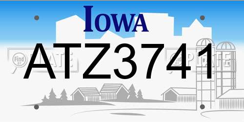 ATZ3741 Iowa License Plate